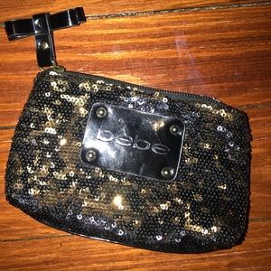 Bebe Black and Gold change purse